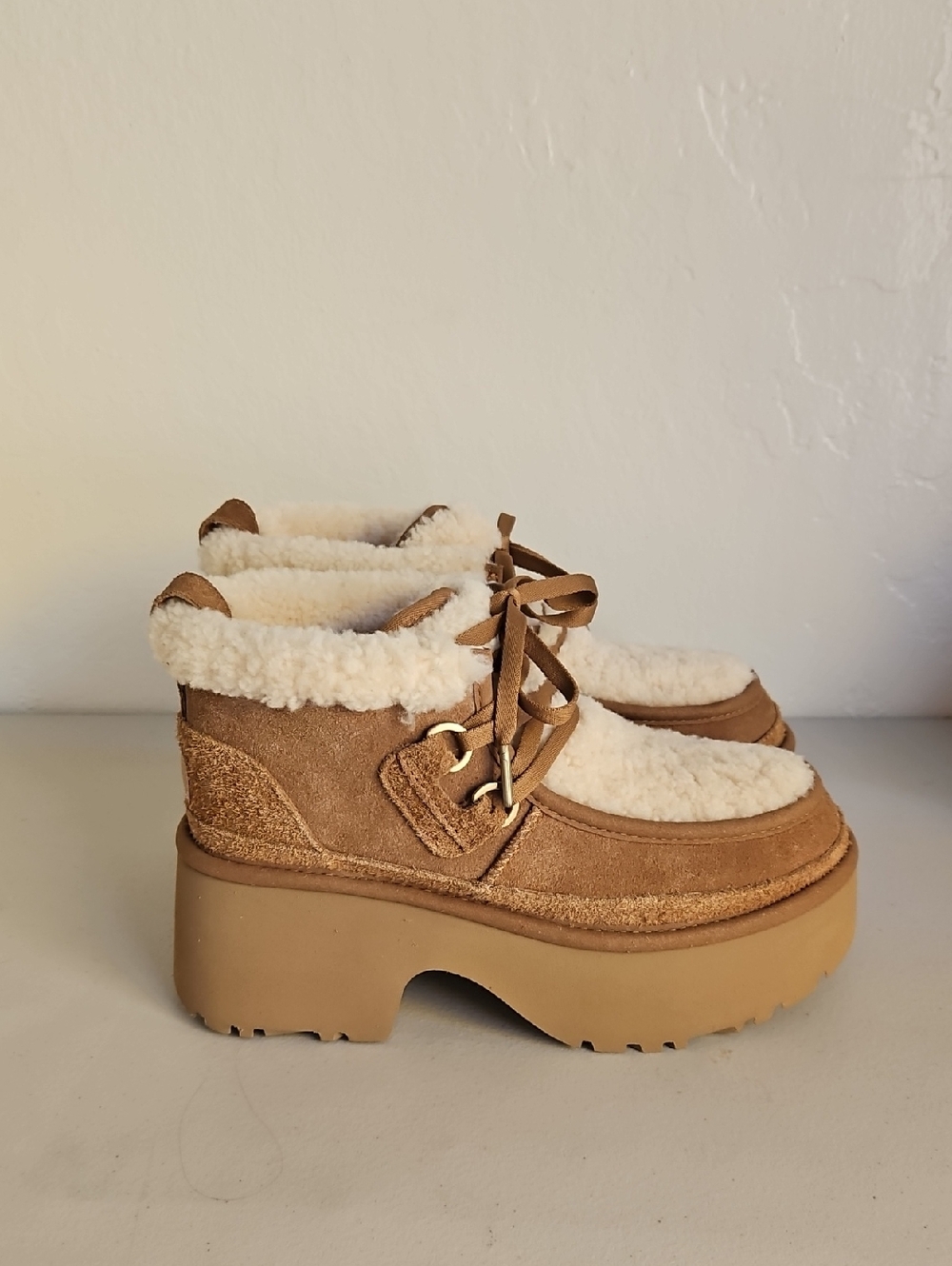 UGG Classic New Heights Shearling Lace-Up Bootie